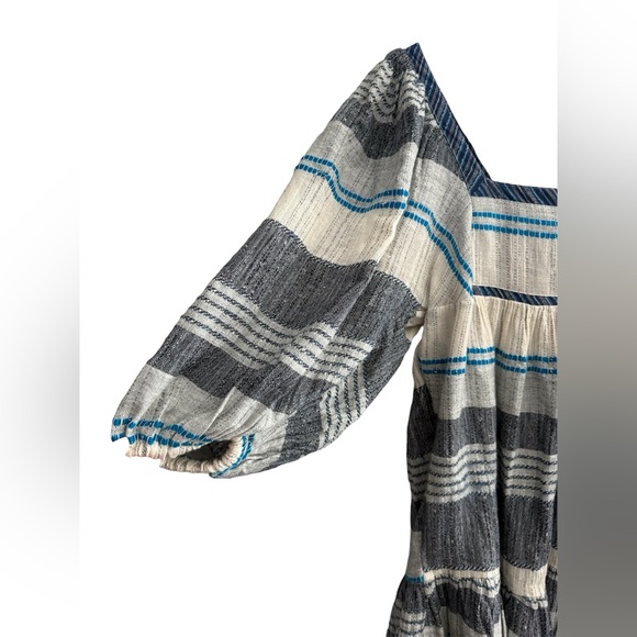 Free People All Lined Up Mini Dress XS Boho Cottagecore Prairie Puff Sleeve - Picture 5 of 8